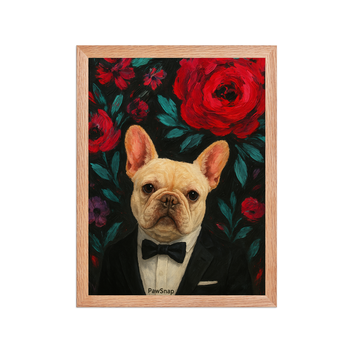 🌸Bloom & Bow — Custom Pet Portrait in Tuxedo, Premium Matte Horizontal Framed Poster | Instant Design Preview, Ships in 48h