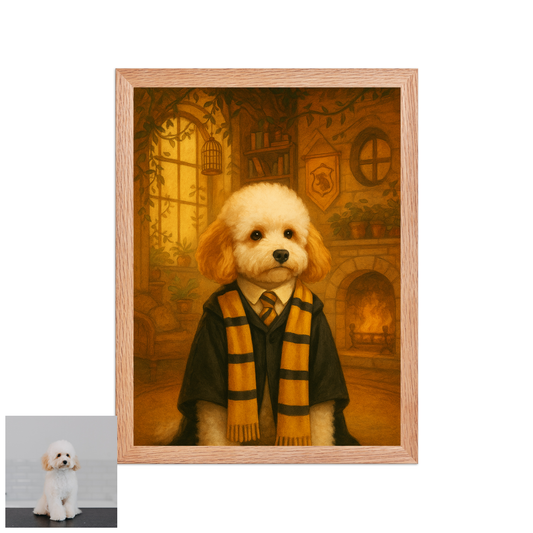 ACADEMY HONORS: Golden Loyalty — Custom Pet Portrait in Sunburst Scholar Uniform, Premium Matte Framed Poster | Instant Design Preview, Ships in 48h