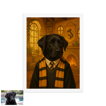 ACADEMY HONORS: Golden Loyalty — Custom Pet Portrait in Sunburst Scholar Uniform, Premium Matte Framed Poster | Instant Design Preview, Ships in 48h