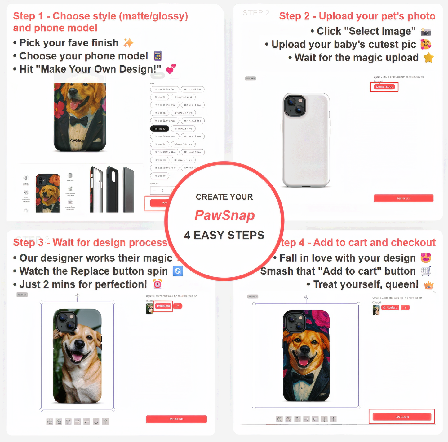 🌸 Bloom & Bow™ Custom Dog Photo Case – Pet Portrait, Dual Layer Protection