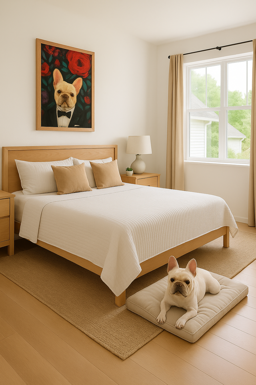 🌸Bloom & Bow — Custom Pet Portrait in Tuxedo, Premium Matte Horizontal Framed Poster | Instant Design Preview, Ships in 48h