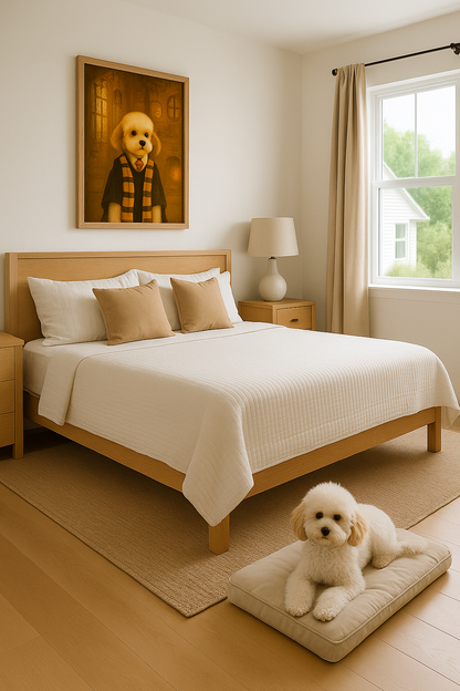 ACADEMY HONORS: Golden Loyalty — Custom Pet Portrait in Sunburst Scholar Uniform, Premium Matte Framed Poster | Instant Design Preview, Ships in 48h