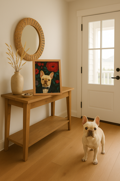 🌸Bloom & Bow — Custom Pet Portrait in Tuxedo, Premium Matte Horizontal Framed Poster | Instant Design Preview, Ships in 48h