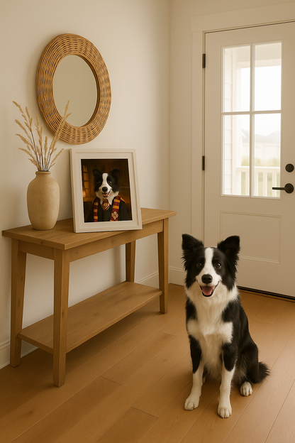 ACADEMY HONORS: Crimson Courage — Custom Pet Portrait in Scarlet Scholar Robes, Premium Matte Framed Poster | Instant Design Preview, Ships in 48h