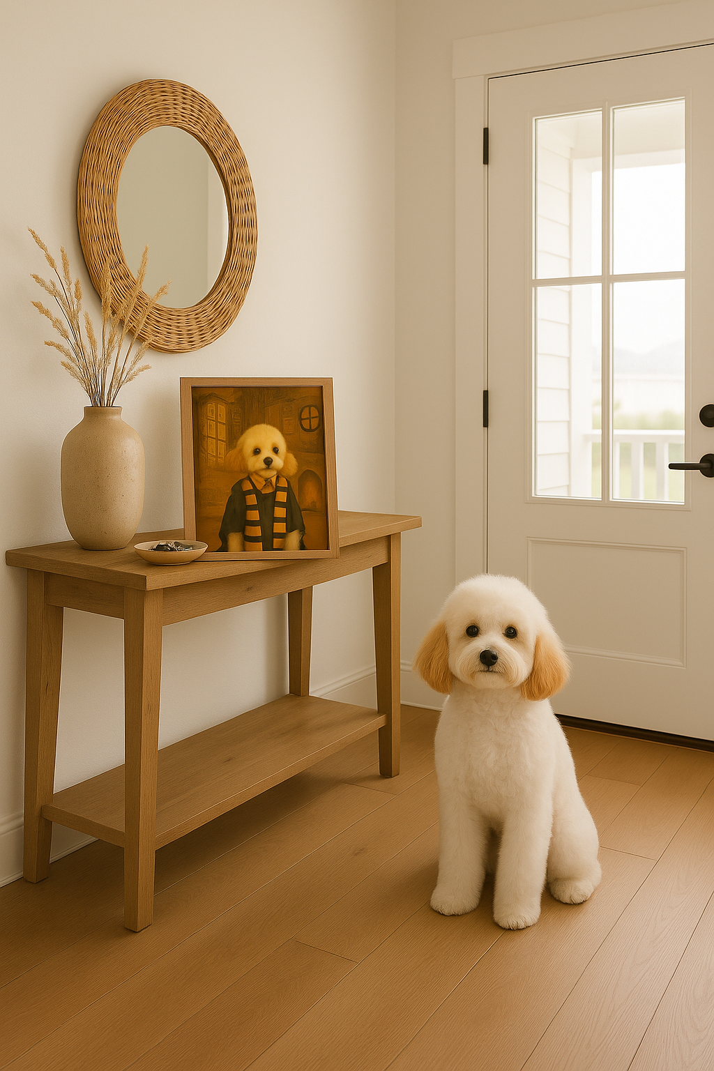 ACADEMY HONORS: Golden Loyalty — Custom Pet Portrait in Sunburst Scholar Uniform, Premium Matte Framed Poster | Instant Design Preview, Ships in 48h