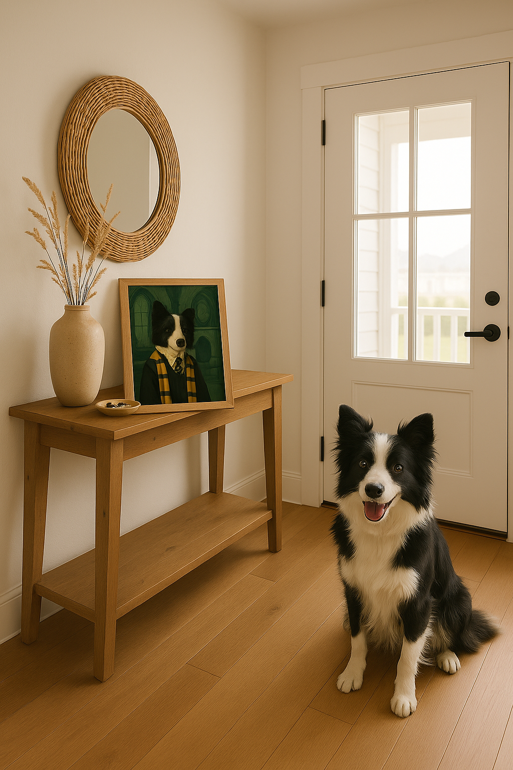 ACADEMY HONORS: Emerald Ambition — Custom Pet Portrait in Jade Scholar Regalia, Premium Matte Framed Poster | Instant Design Preview, Ships in 48h