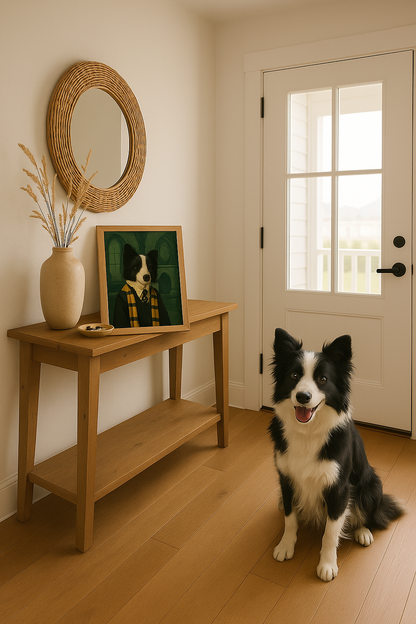 ACADEMY HONORS: Emerald Ambition — Custom Pet Portrait in Jade Scholar Regalia, Premium Matte Framed Poster | Instant Design Preview, Ships in 48h