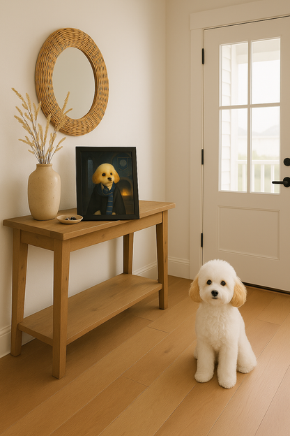 ACADEMY HONORS: Sapphire Wisdom — Custom Pet Portrait in Azure Scholar Attire, Premium Matte Framed Poster | Instant Design Preview, Ships in 48h