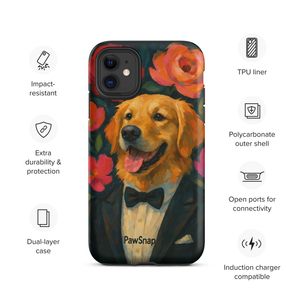 🌸 Bloom & Bow™ Custom Dog Photo Case – Pet Portrait, Dual Layer Protection