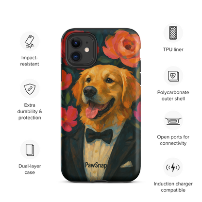 🌸 Bloom & Bow™ Custom Dog Photo Case – Pet Portrait, Dual Layer Protection