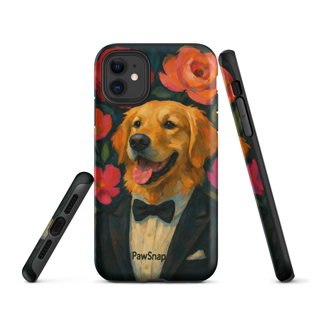 🌸 Bloom & Bow™ Custom Dog Photo Case – Pet Portrait, Dual Layer Protection